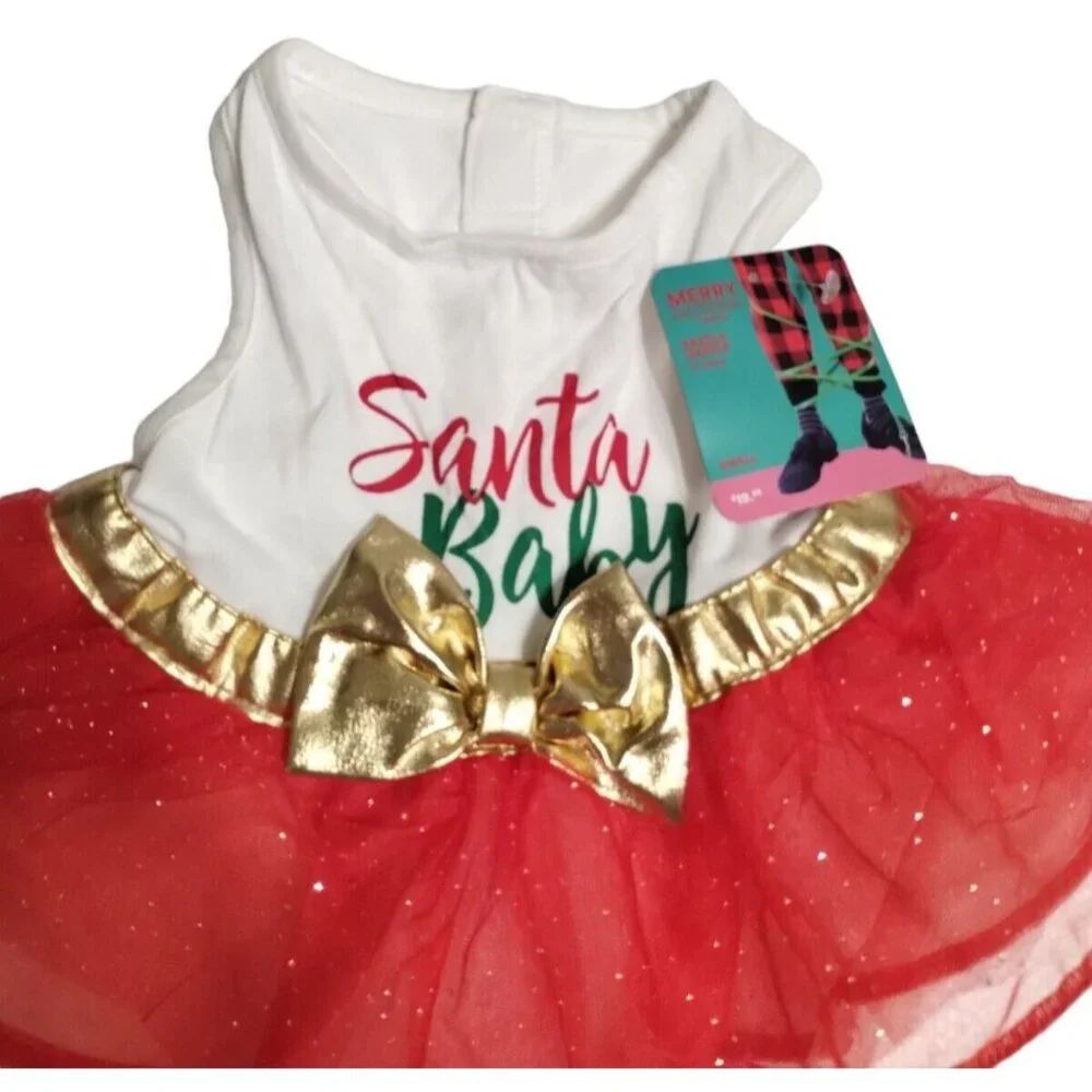 Merry Makings Santa Baby Razzle Dazzle Pet Dress Dog Cat Size Small New Holiday